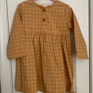 Mustard Check Dress with Wooden Buttons